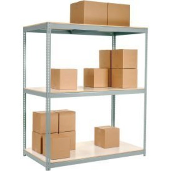 Global Equipment Wide Span Rack 96Wx36Dx60H, 3 Shelves Laminated Deck 1100 Lb Per Level, Gray 504210GY